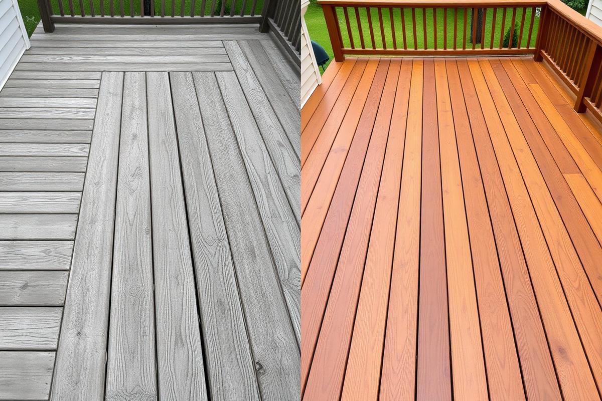 Before and after deck repair & staining