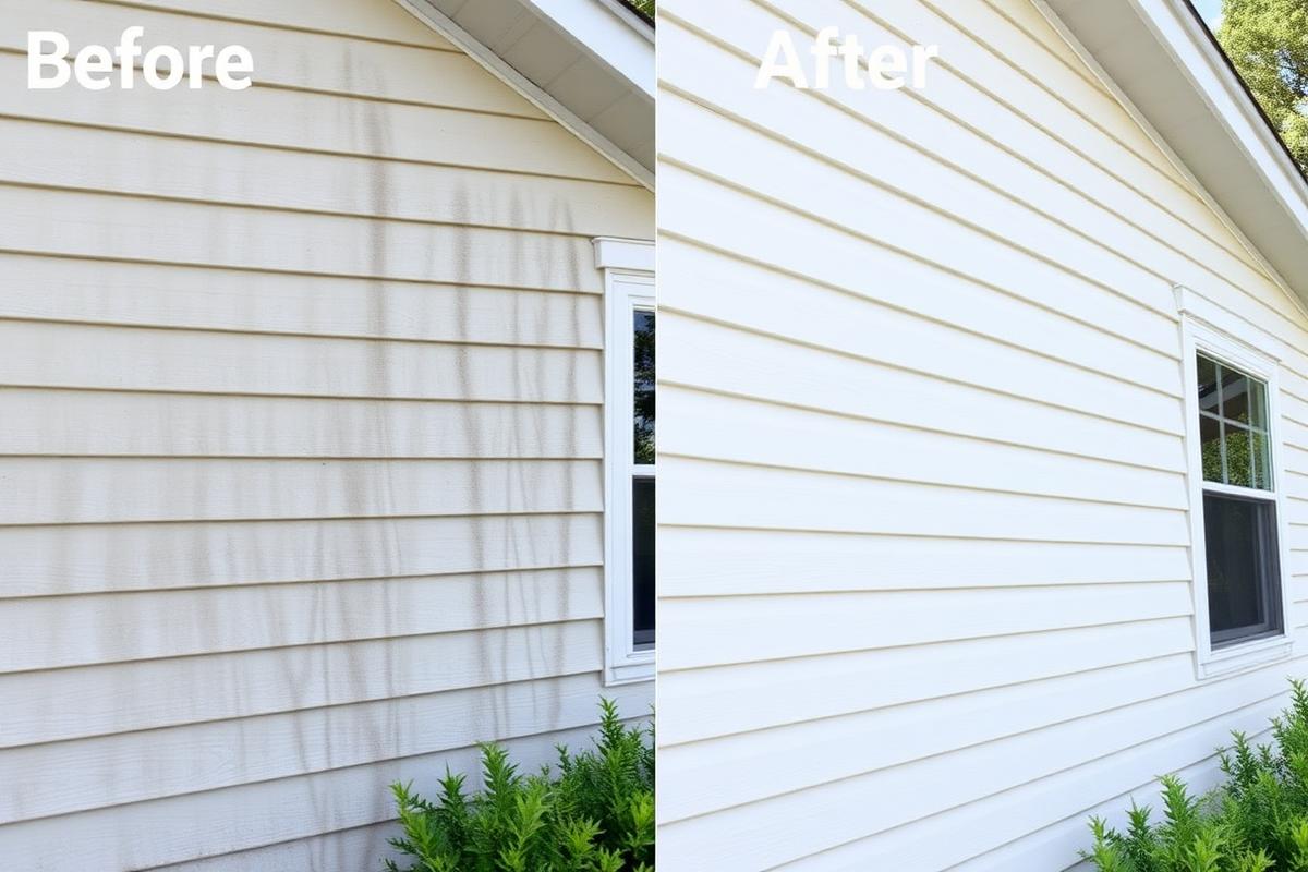 Before and after house soft washing
